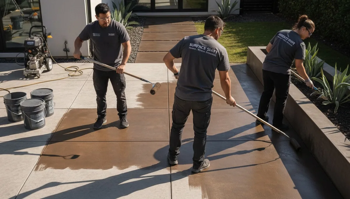 Concrete staining and floor finishing in Salt Lake City UT for patios, garages, and driveways