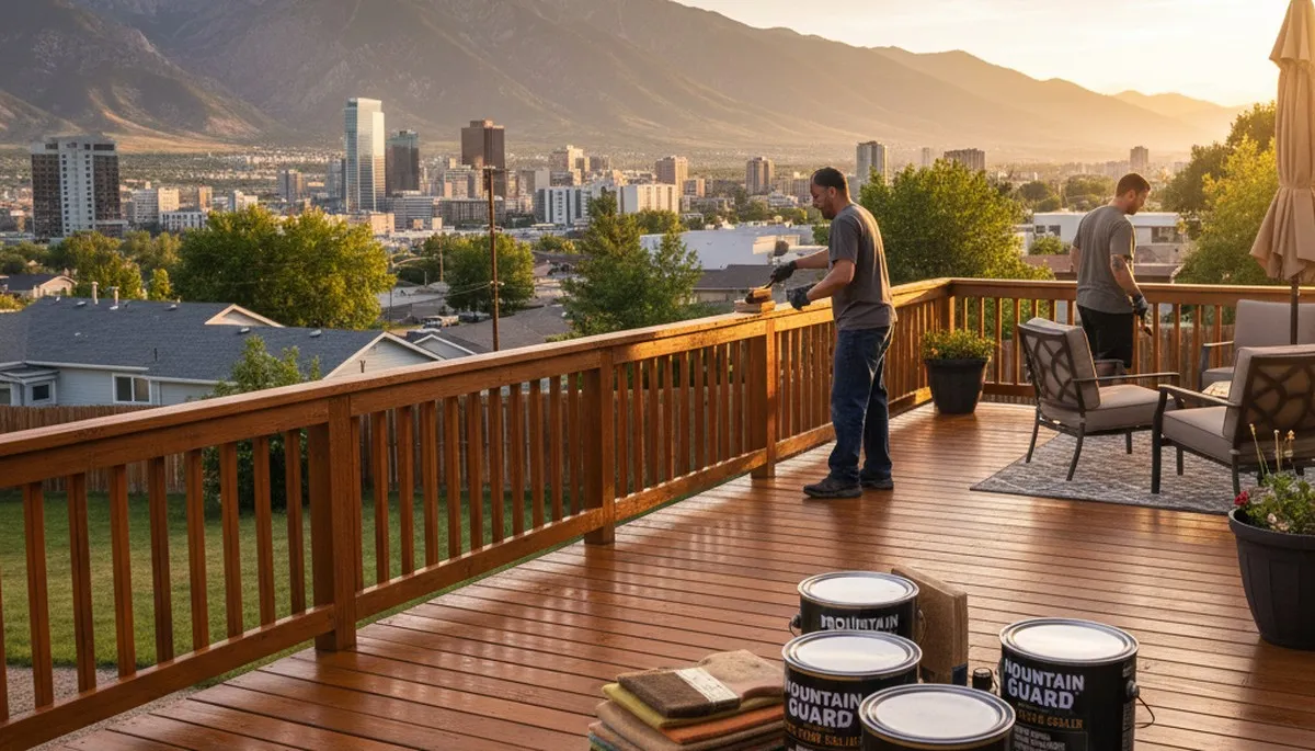 Professional deck staining in Salt Lake City UT protecting wood decks with UV-resistant finish