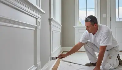 Professional interior trim painting with clean lines in Salt Lake City, UT home by expert painters