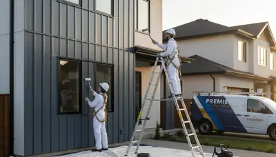 Professional siding painting on a Salt Lake City home with durable, weather-resistant finish