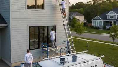 Professional siding painters in Salt Lake City, UT applying UV-resistant exterior paint for lasting protection