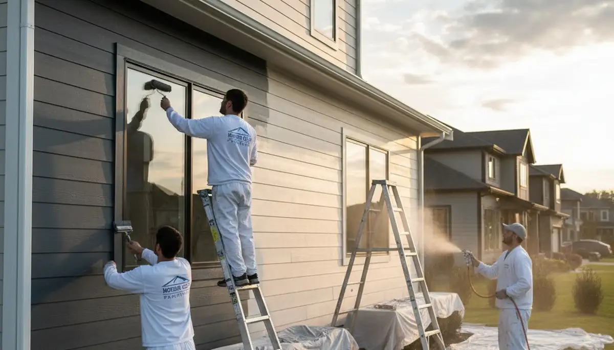Professional siding painting on a Salt Lake City home with UV‑resistant exterior paint finish