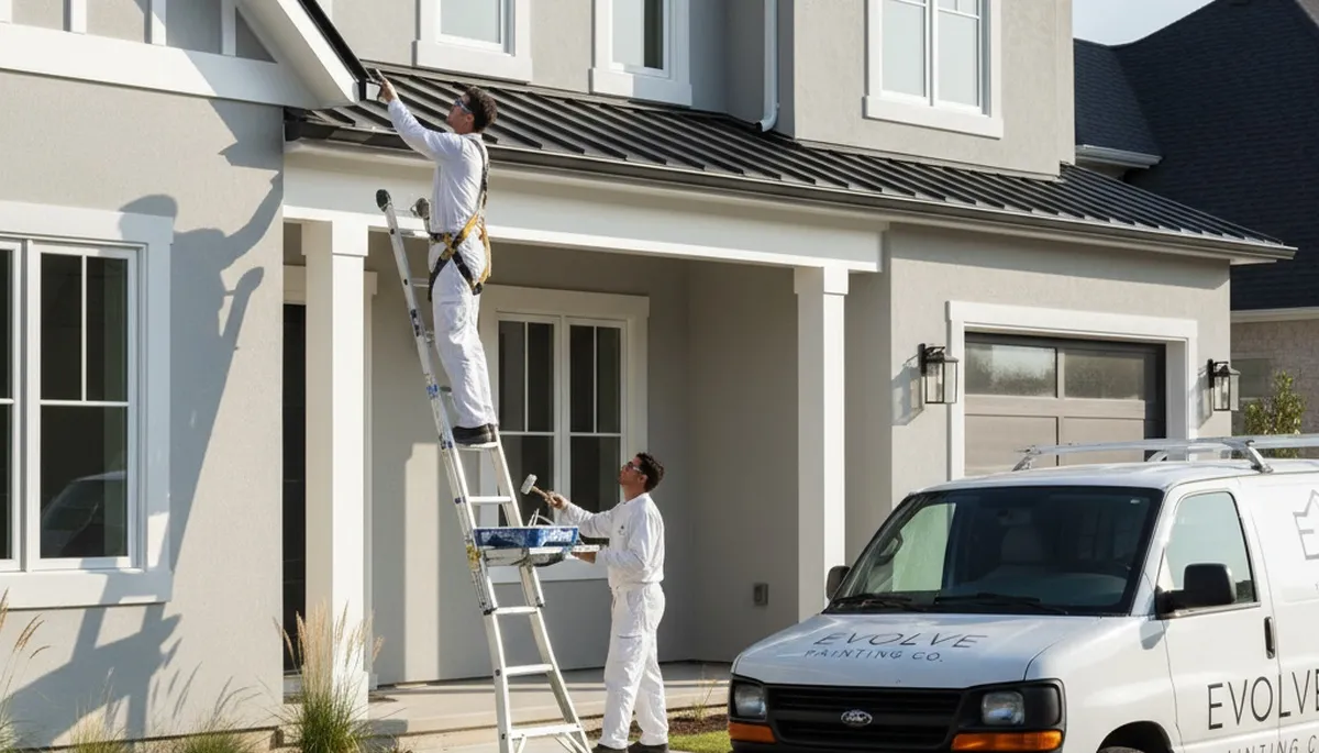Professional trim and fascia painting on Salt Lake City home exterior by expert house painters